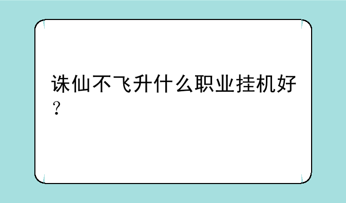 诛仙不飞升什么职业挂机好？