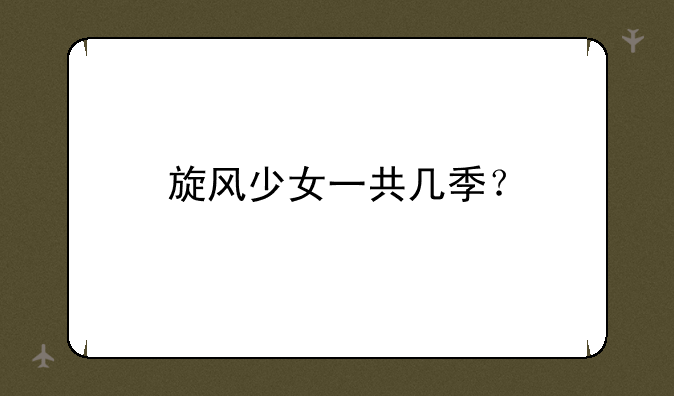 旋风少女一共几季？
