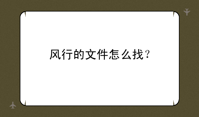 风行的文件怎么找？