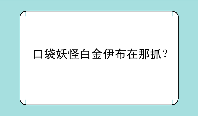 口袋妖怪白金伊布在那抓？