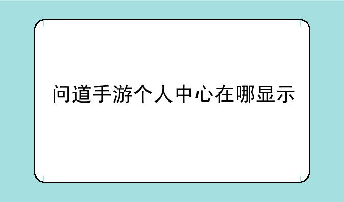 问道手游个人中心在哪显示