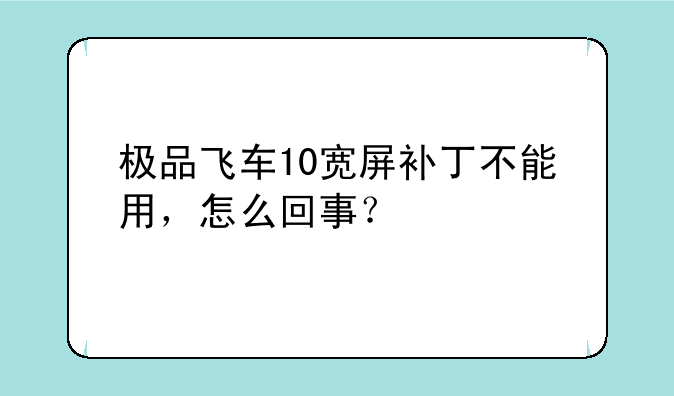 极品飞车10宽屏补丁不能用，怎么回事？