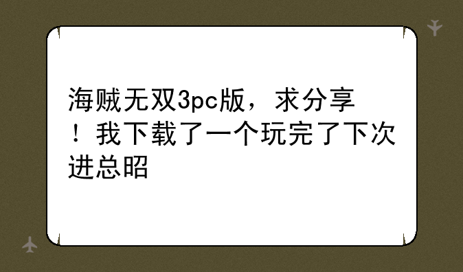 海贼无双3pc版，求分享！我下载了一个玩完了下次进总是找不到？最好是汉化版的
