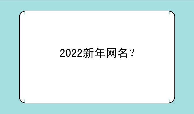 2022新年网名？
