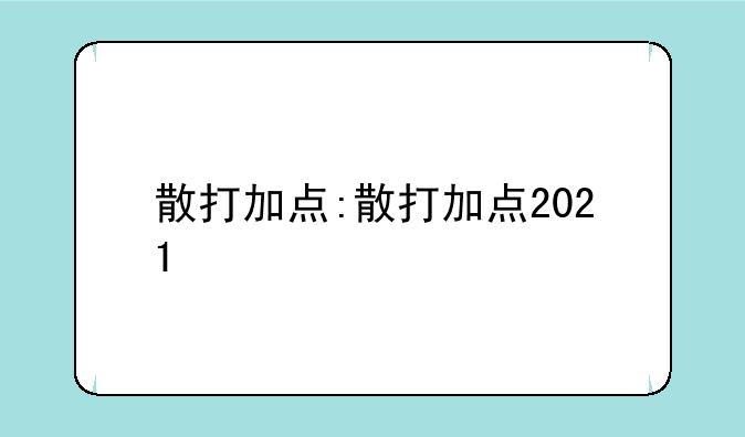 散打加点:散打加点2021