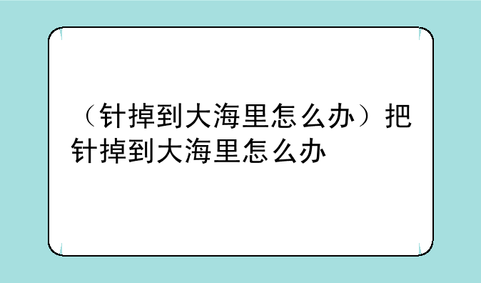 （针掉到大海里怎么办）把针掉到大海里怎么办