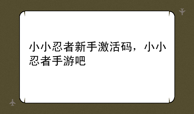 小小忍者新手激活码，小小忍者手游吧