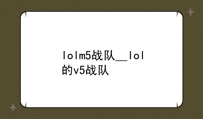 lolm5战队__lol的v5战队